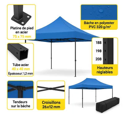 stand 3x3m bleu sans mur