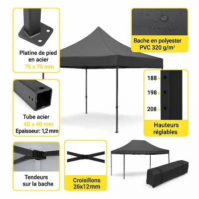 stand 3x3m gris sans murs