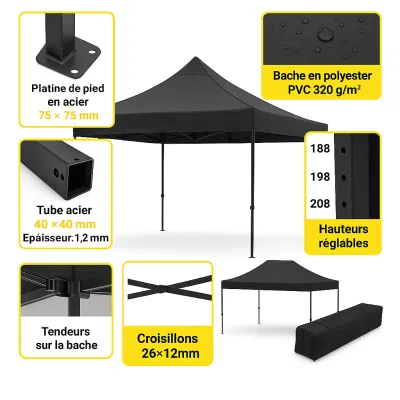 stand 3x3 noir sans parois