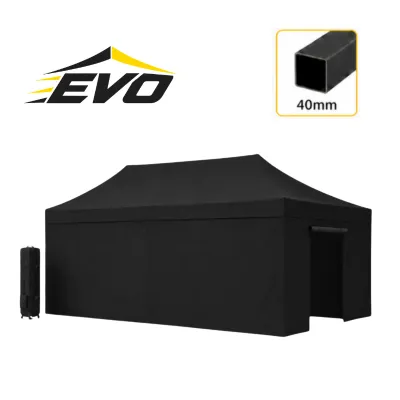 Barnum pliant 3x6 EVO Acier Noir Pack parois