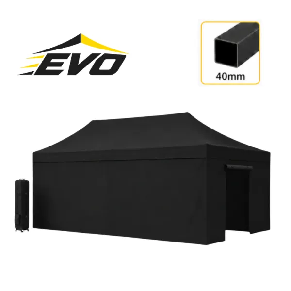 Barnum pliant 3x6 EVO Acier Noir Pack parois