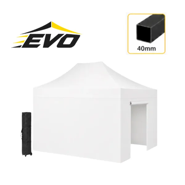 Barnum pliant 3x4,5 EVO Acier Blanc Pack parois