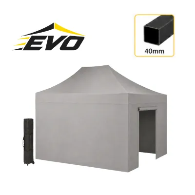 Barnum pliant 3x4,5 EVO Acier Gris avec parois