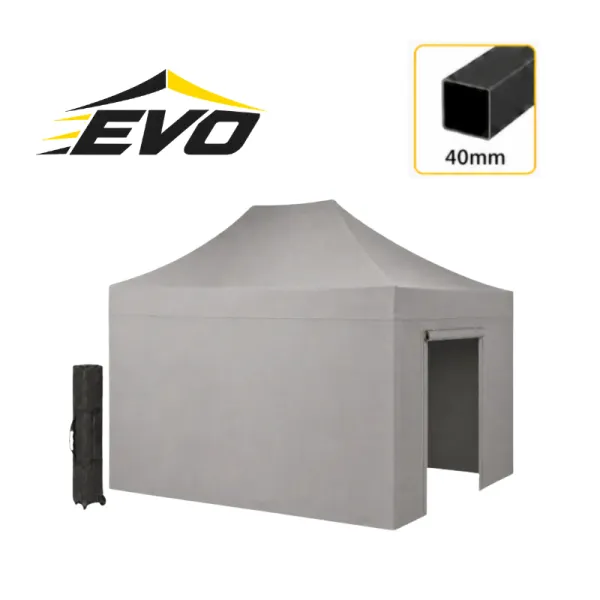 Barnum pliant 3x4,5 EVO Acier Gris avec parois