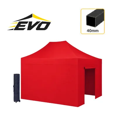 Barnum pliant 3x4,5 EVO Acier Rouge pack parois