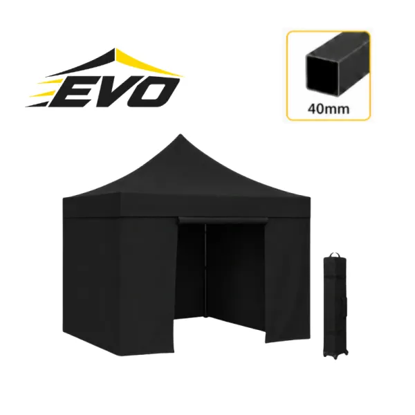 Barnum pliant 3x3 EVO Acier Noir Pack parois
