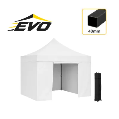 Barnum pliant 3x3 acier EVO Blanc pack parois